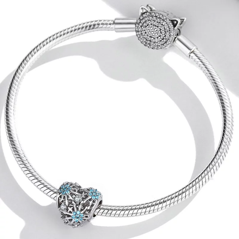 (image pour) Pendentif en forme de cœur flocon de neige de style Pandora - BSC530 - Afficher 3