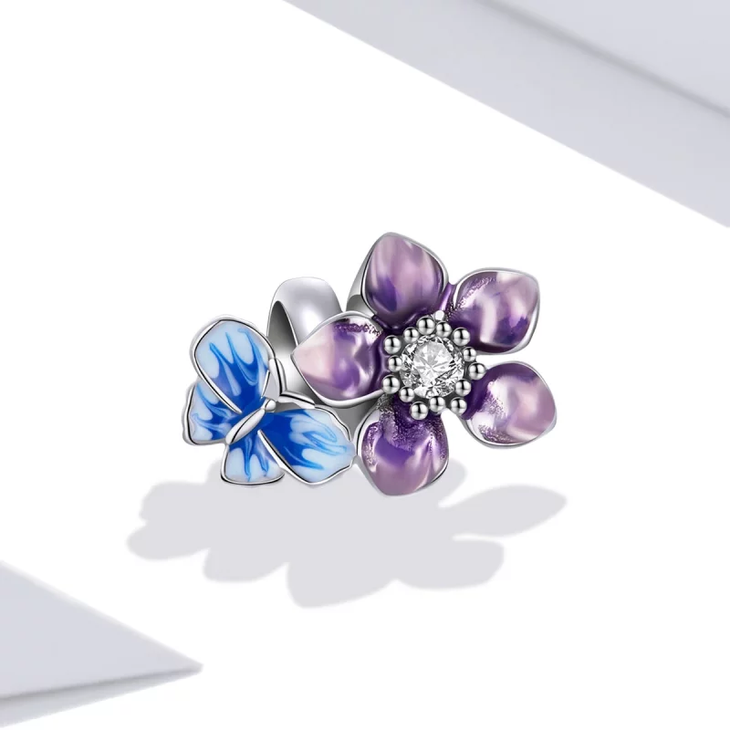 (image pour) Pendentif en forme de papillon et de fleur de style Pandora - SCC2094 - Afficher 2