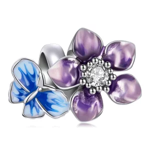 (image pour) Pendentif en forme de papillon et de fleur de style Pandora - SCC2094