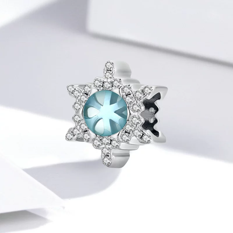 (image pour) Pendentif en pierre de lune style Pandora, motif flocon de neige - BSC512 - Afficher 2