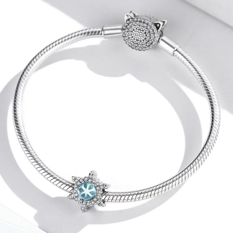 (image pour) Pendentif en pierre de lune style Pandora, motif flocon de neige - BSC512 - Afficher 3