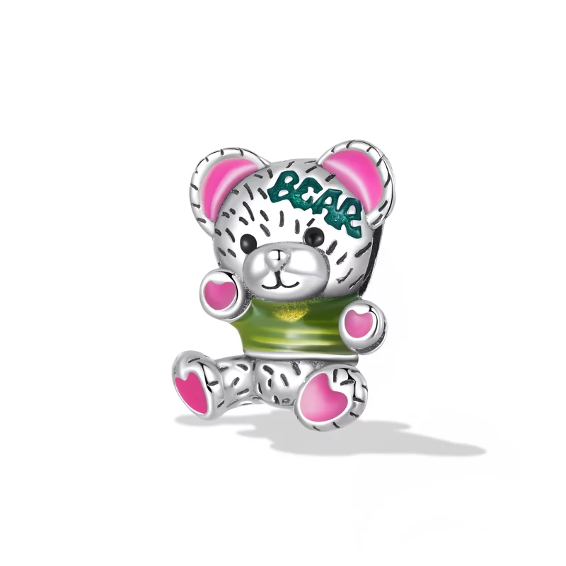 (image pour) Pendentif ours en peluche néon de style Pandora - SCC2231 - Afficher 2
