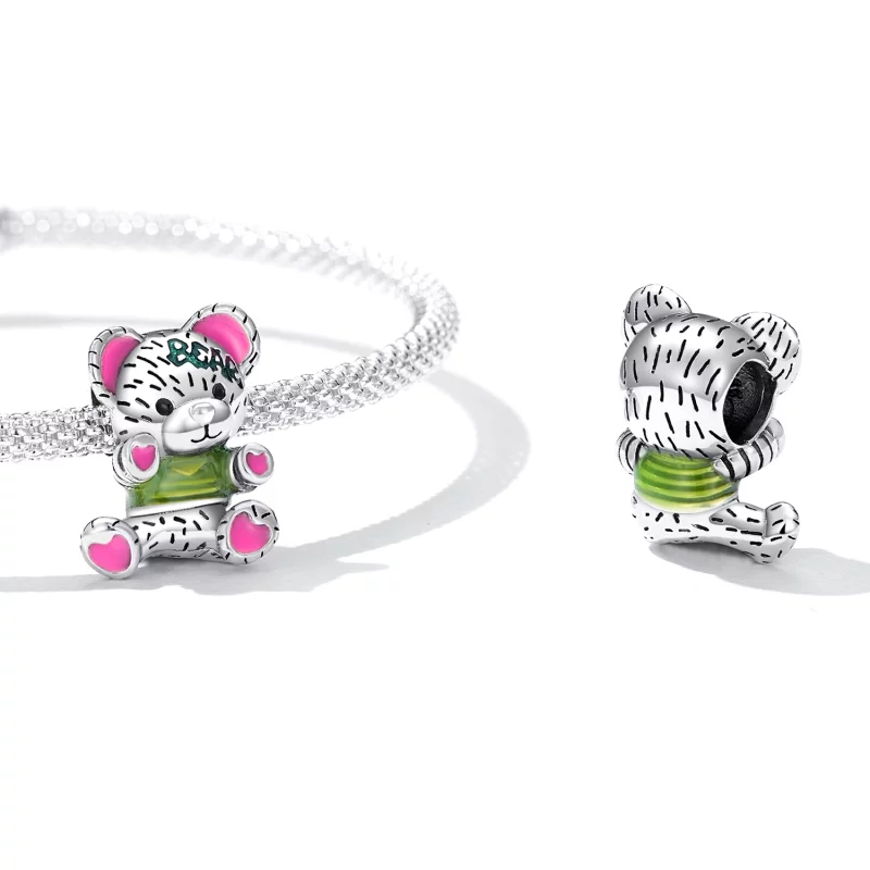 (image pour) Pendentif ours en peluche néon de style Pandora - SCC2231 - Afficher 4