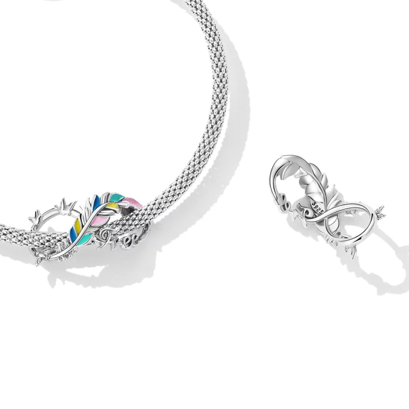 (image pour) Pendentif plume en style Pandora avec symbole infini - SCC2322 - Afficher 4
