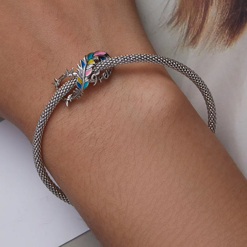 (image pour) Pendentif plume en style Pandora avec symbole infini - SCC2322 - Afficher 6