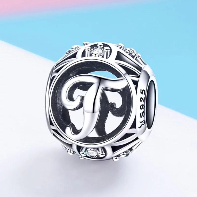 (image pour) Pendentif style Pandora avec lettre "T" - SCC738-T - Afficher 2