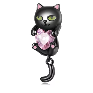 (image pour) Pendentif style Pandora Petit Chat Noir - SCC2329