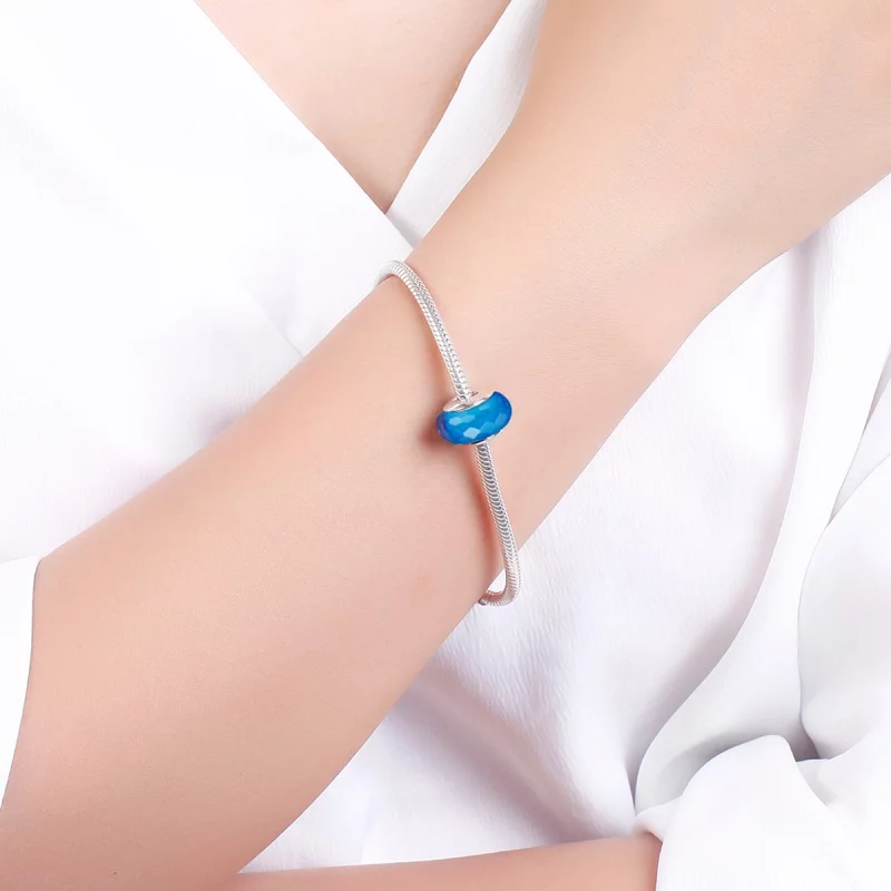 (image pour) Perle en verre de Murano bleu à facettes de style Pandora - SCZ037 - Afficher 5