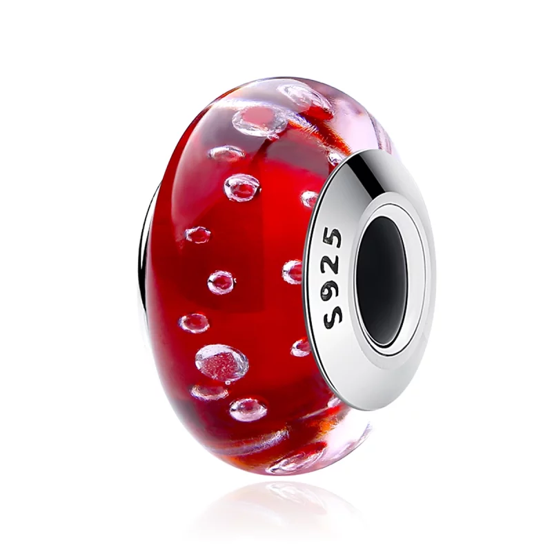 (image pour) Style Pandora Charm en verre de Murano rouge - SCZ027 - Afficher 2