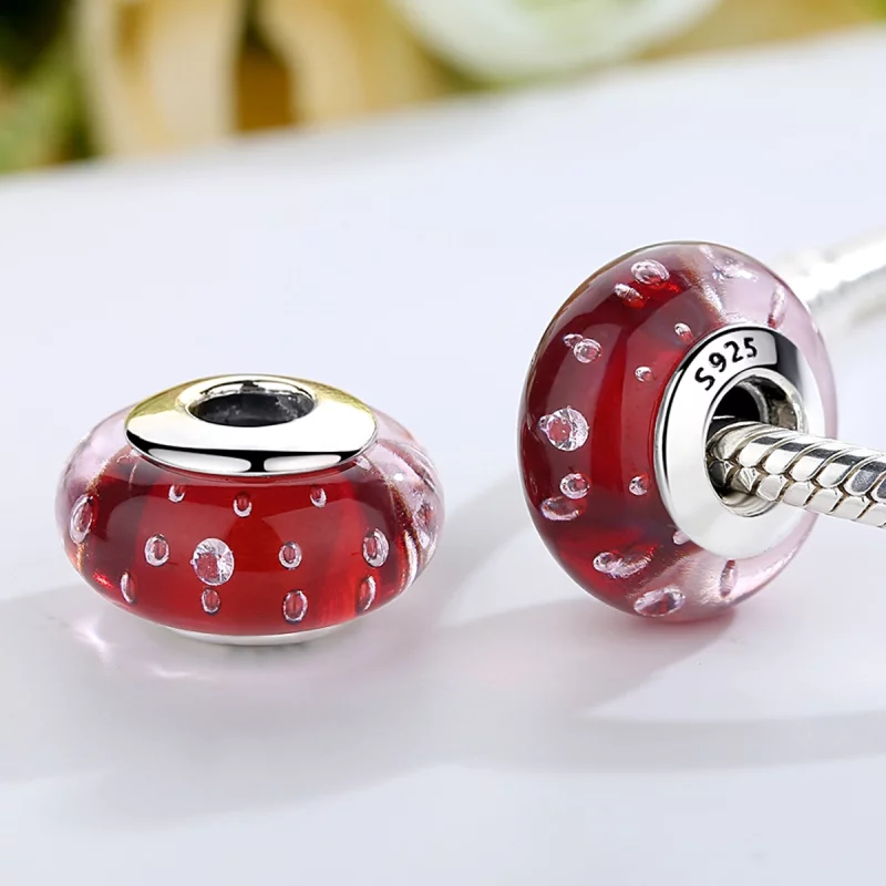 (image pour) Style Pandora Charm en verre de Murano rouge - SCZ027 - Afficher 4