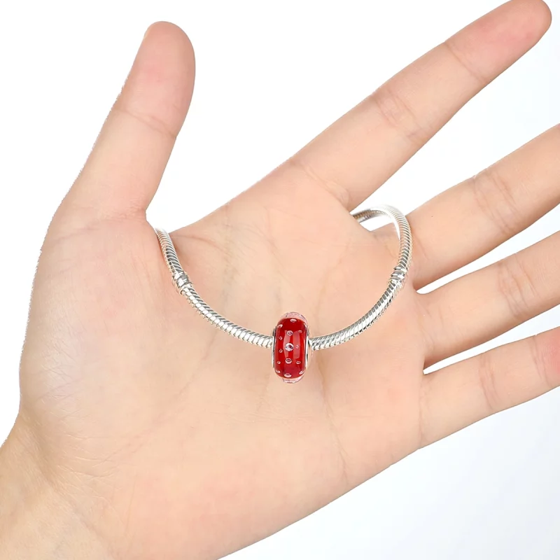 (image pour) Style Pandora Charm en verre de Murano rouge - SCZ027 - Afficher 5