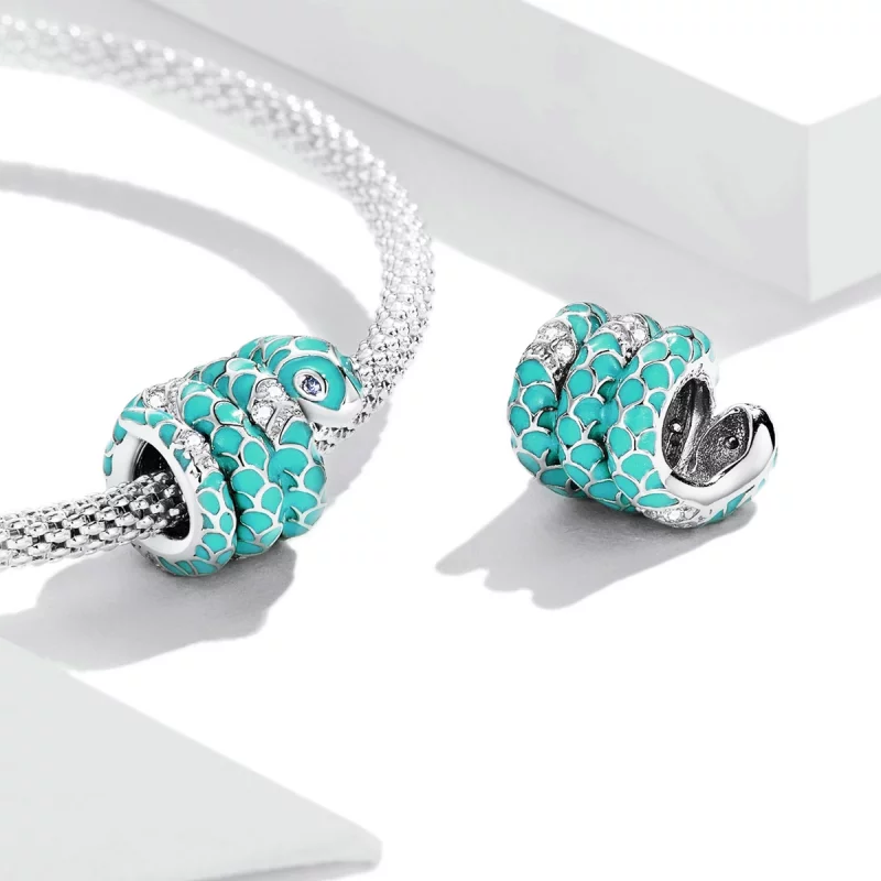 (image pour) Style Pandora Charm Serpent Bleu - BSC576 - Afficher 4