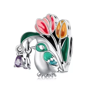 (image pour) Style Pandora Fleurs et Oiseaux - Charme Pluie - SCC2193