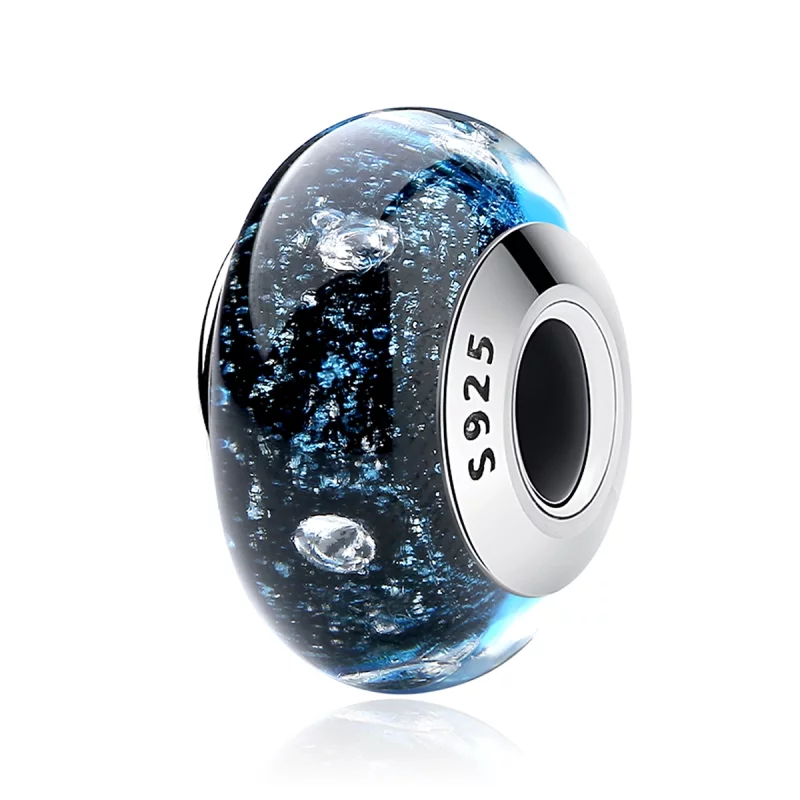 (image pour) Style Pandora Minuit Bouillonnant avec Breloque en Verre de Murano Filetée - SCZ - Afficher 2