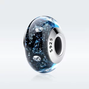 Style Pandora Minuit Bouillonnant avec Breloque en Verre de Murano Filetée - SCZ028 (image pour) Style Pandora Minuit Bouillonnant avec Breloque en Verre de Murano Filetée - SCZ028