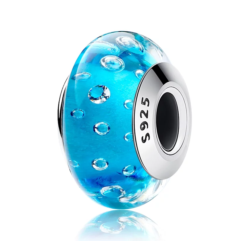 (image pour) Style Pandora tendance bleu avec breloque en verre de Murano fileté - SCZ029 - Afficher 2
