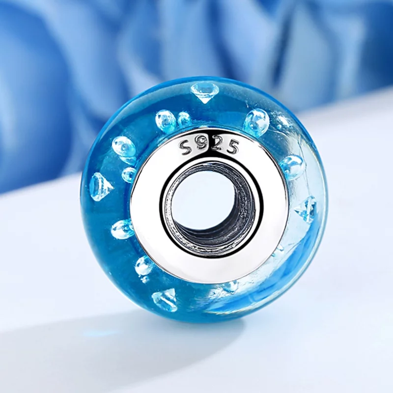 (image pour) Style Pandora tendance bleu avec breloque en verre de Murano fileté - SCZ029 - Afficher 4
