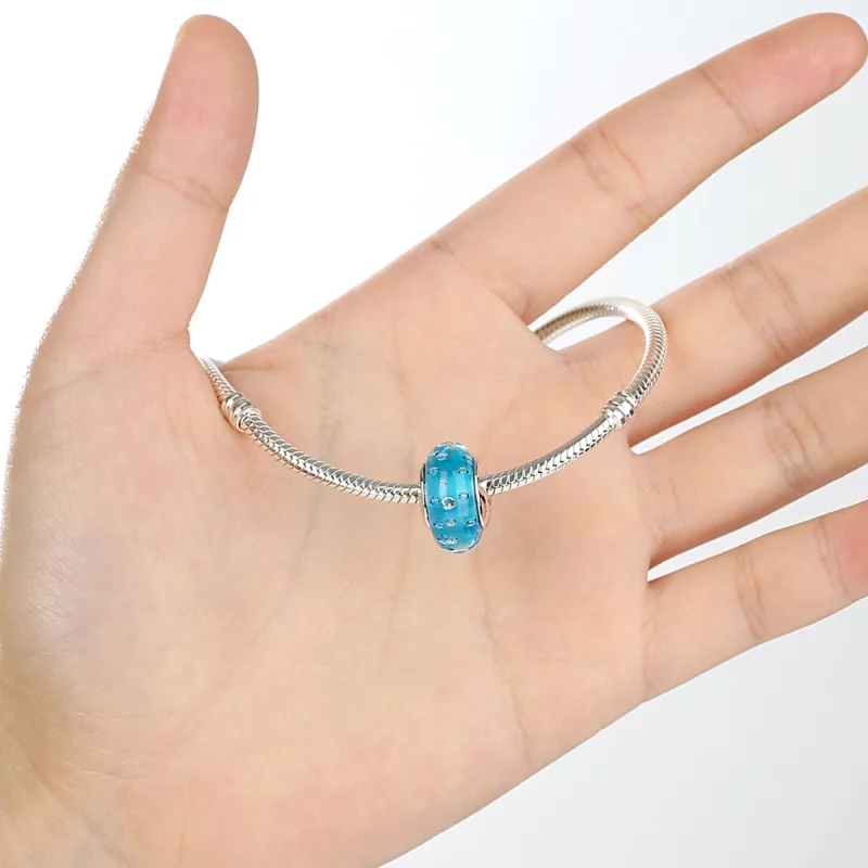 (image pour) Style Pandora tendance bleu avec breloque en verre de Murano fileté - SCZ029 - Afficher 5