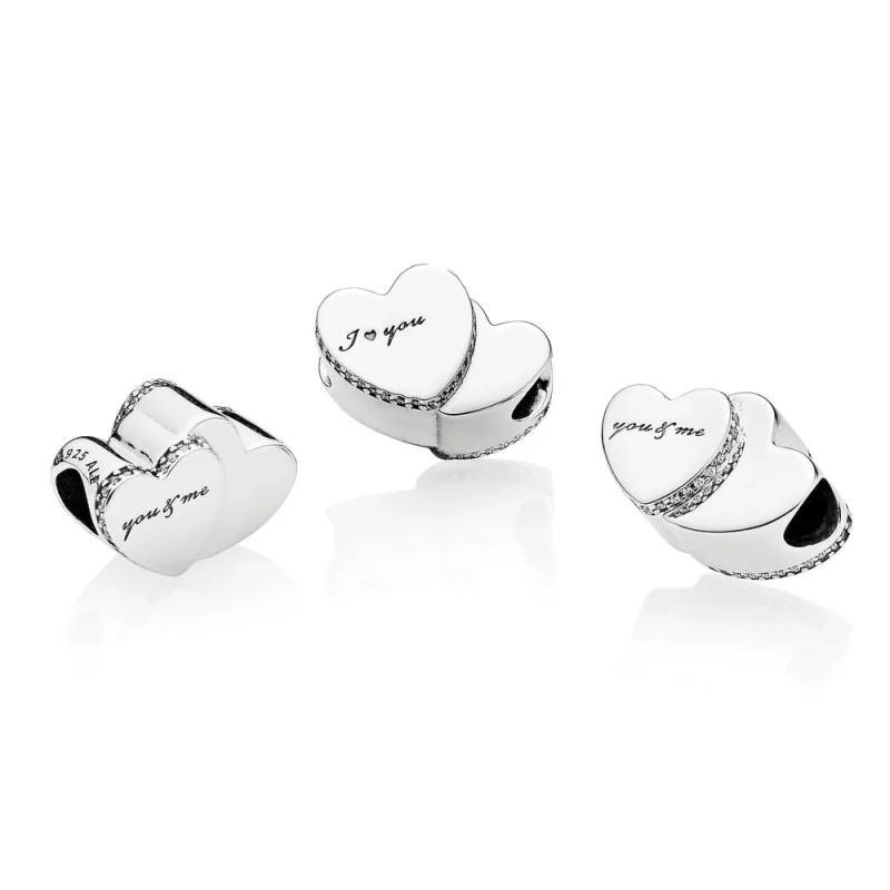 (image pour) Charm Deux coeurs en Argent PANDORA France - 796560CZ - Afficher 3