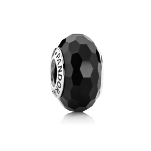 (image pour) Charm en Verre de Murano Facetté Noir - 791069
