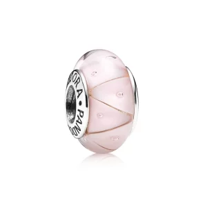 (image pour) Charm en verre de Murano à Motif Zigzag Rose - 790922