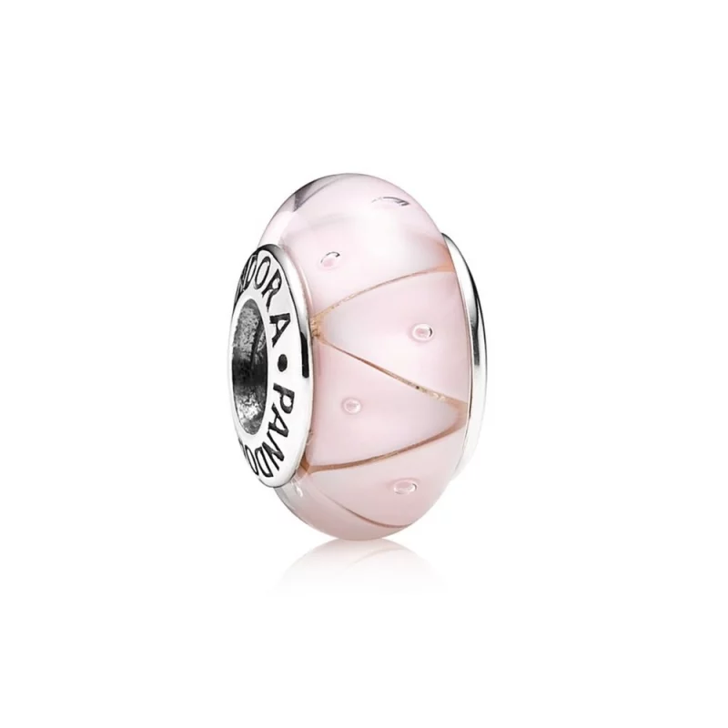 (image pour) Charm en verre de Murano à Motif Zigzag Rose - 790922