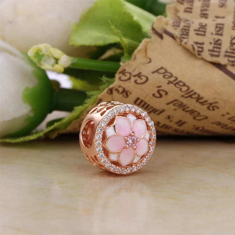 (image pour) Charm Magnolia Bloom en PANDORA Rose™ - 792085PCZA - Afficher 2