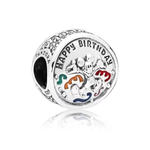 (image pour) Charm Mickey Mouse joyeux anniversaire en Argent PANDORA France - 7501057371912P