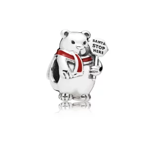 (image pour) Charm Ours polaire de Noël en Argent PANDORA France - 796466EN39