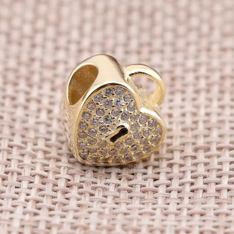 (image pour) Charm Pandora 750833CZ - Charm Cadenas Coeur Or Femme - Afficher 3