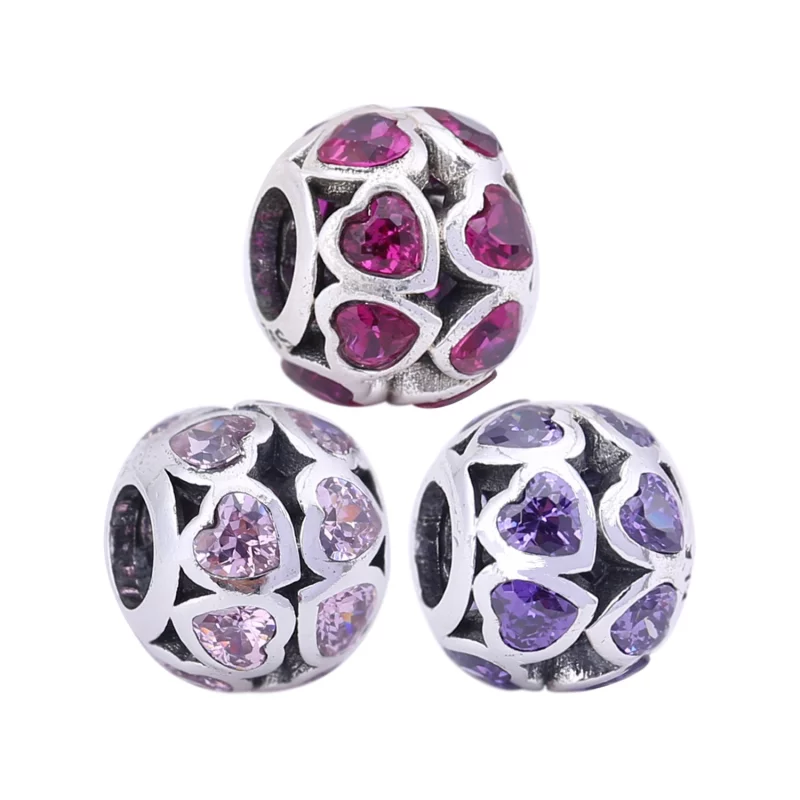 (image pour) Charm Pandora 791250CZS - Charm Coeur Argent Rose Femme - Afficher 6