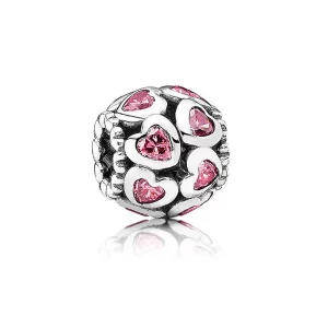 Charm Pandora 791250CZS - Charm Coeur Argent Rose Femme (image pour) Charm Pandora 791250CZS - Charm Coeur Argent Rose Femme