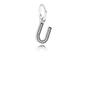 (image pour) Charm Pandora 791333CZ - Charm Argent Lettre U 