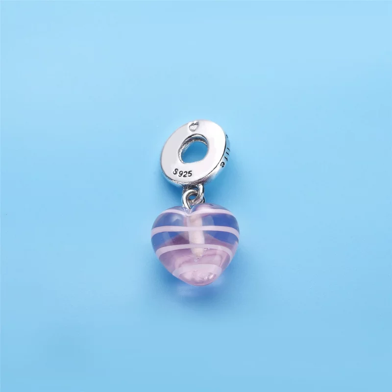 (image pour) Charm pendentif Cœur en Murano à Rubans Roses PANDORA France - 797069 - Afficher 2