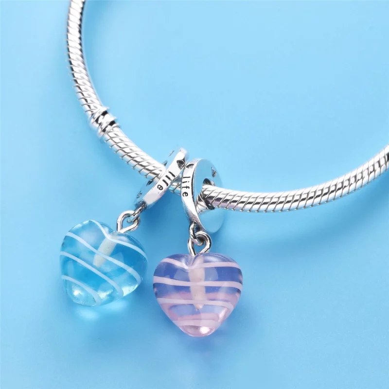 (image pour) Charm pendentif Cœur en Murano à Rubans Roses PANDORA France - 797069 - Afficher 3