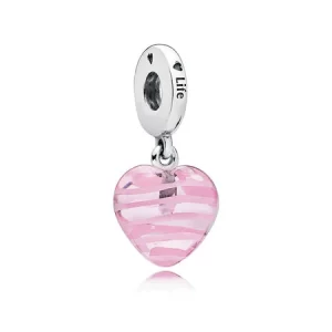(image pour) Charm pendentif Cœur en Murano à Rubans Roses PANDORA France - 797069