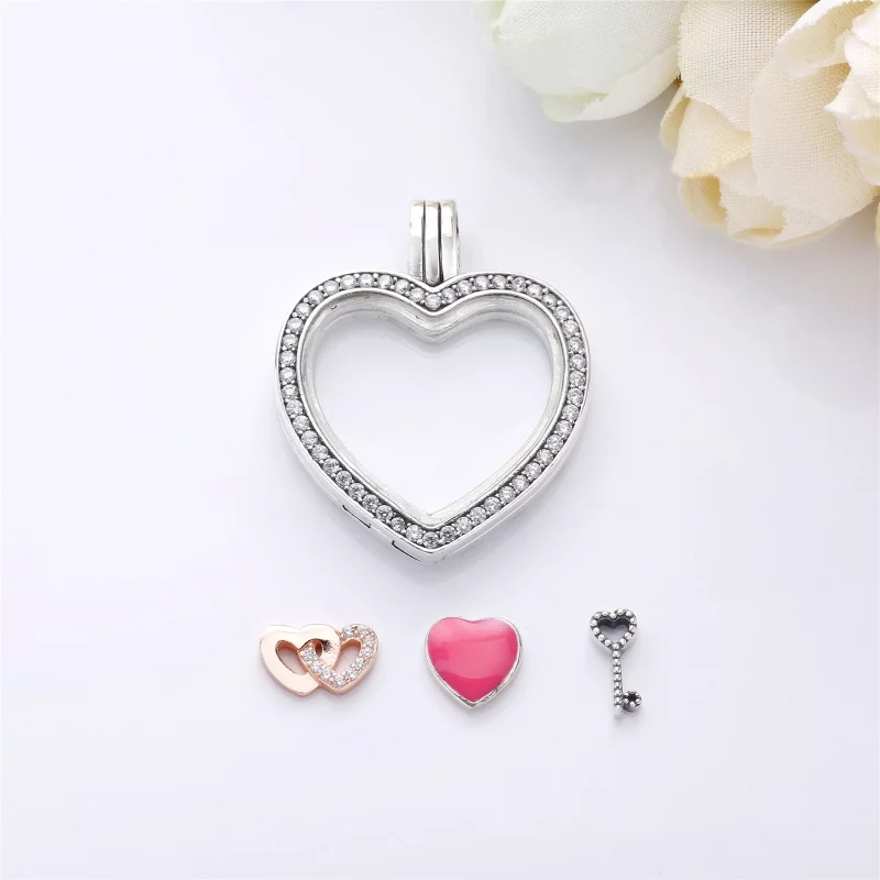 (image pour) Charm pendentif Médaillon Cœur PANDORA Scintillant - 797248CZ - Afficher 4