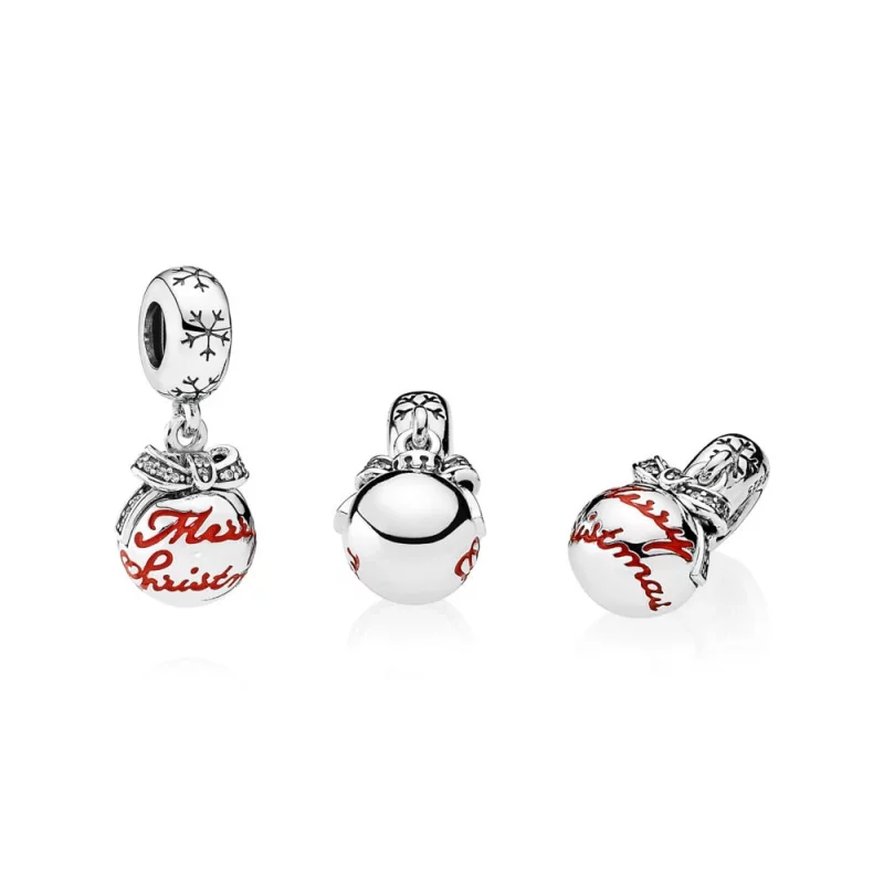 (image pour) Charm pendentif Pandora Noël Magique 792008CZ - Charm pendentif Boule Joyeux Noë - Afficher 4