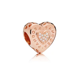 (image pour) Charm Signature coeur en PANDORA Rose™ - 787375CZ