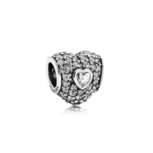 Charm Triple Coeur Pavé Pandora - 791168CZ (image pour) Charm Triple Coeur Pavé Pandora - 791168CZ