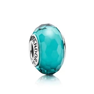 (image pour) Charme en verre de Murano Facetté Bleu canard - 791606