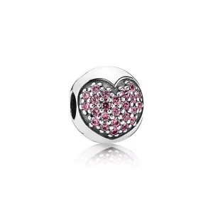 (image pour) Clip Coeur Pavé Rose Pandora - 791053CZS 