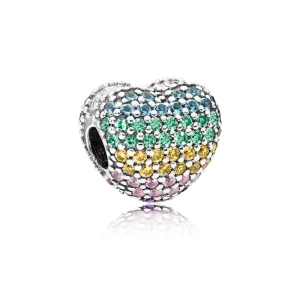 (image pour) Clip Ouvre Mon Cœur Pavé Multicolore PANDORA France - 797221NRPMX