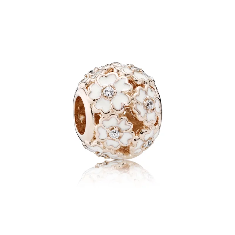 (image pour) PANDORA - Champ de délicates primevères, émail blanc et cz incolore - 781488EN12