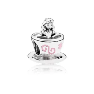 (image pour) PANDORA - Charm Alice au pays des merveilles tasse à thé Rose - 792126enmx