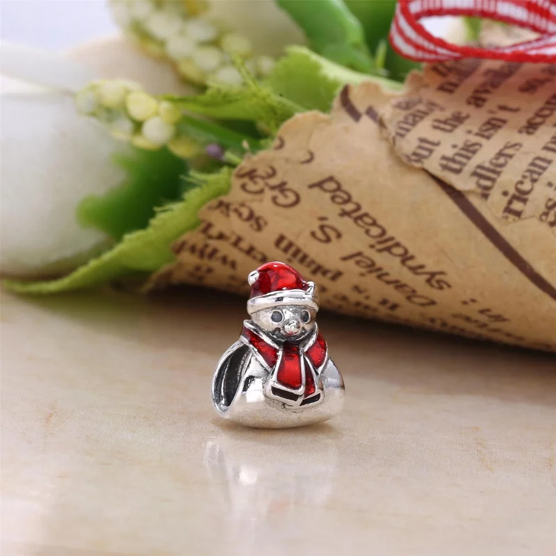 (image pour) PANDORA - Charm Bonhomme de neige Rouge - PD00106-1 - Afficher 2