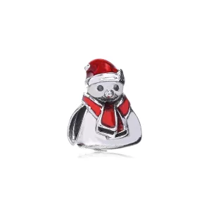 (image pour) PANDORA - Charm Bonhomme de neige Rouge - PD00106-1