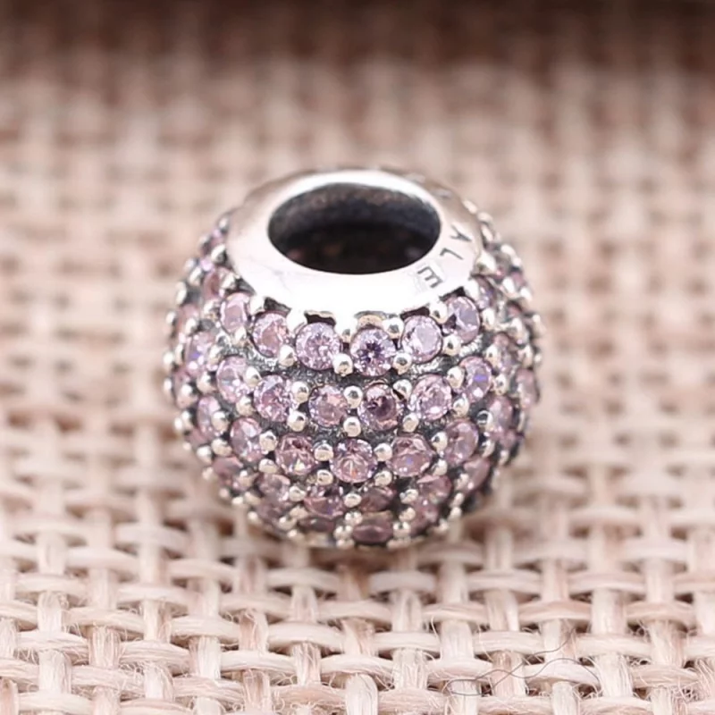 (image pour) PANDORA - Charm Boule Pavée Rose Clair - 791051PCZ - Afficher 2