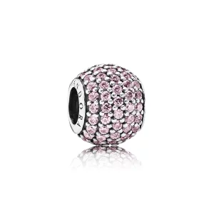 (image pour) PANDORA - Charm Boule Pavée Rose Clair - 791051PCZ