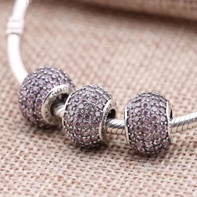 (image pour) PANDORA - Charm Boule Pavée Rouge - 791051CZR - Afficher 3